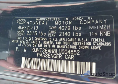 2020 Hyundai Veloster N z USA, uszkodzony, nr VIN KMHT36AH8LU004852